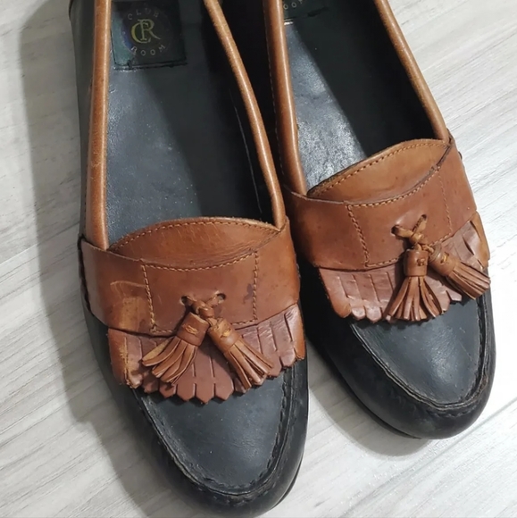Vintage Tassel Loafers - Club Room Princeton - Size 10M Black / Brown - Picture 2 of 6